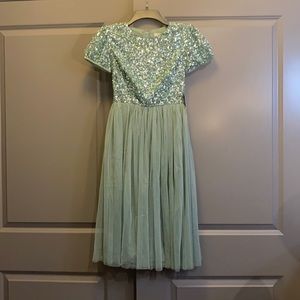 Maya Deluxe Petite embellished top midi dress in dusty sage